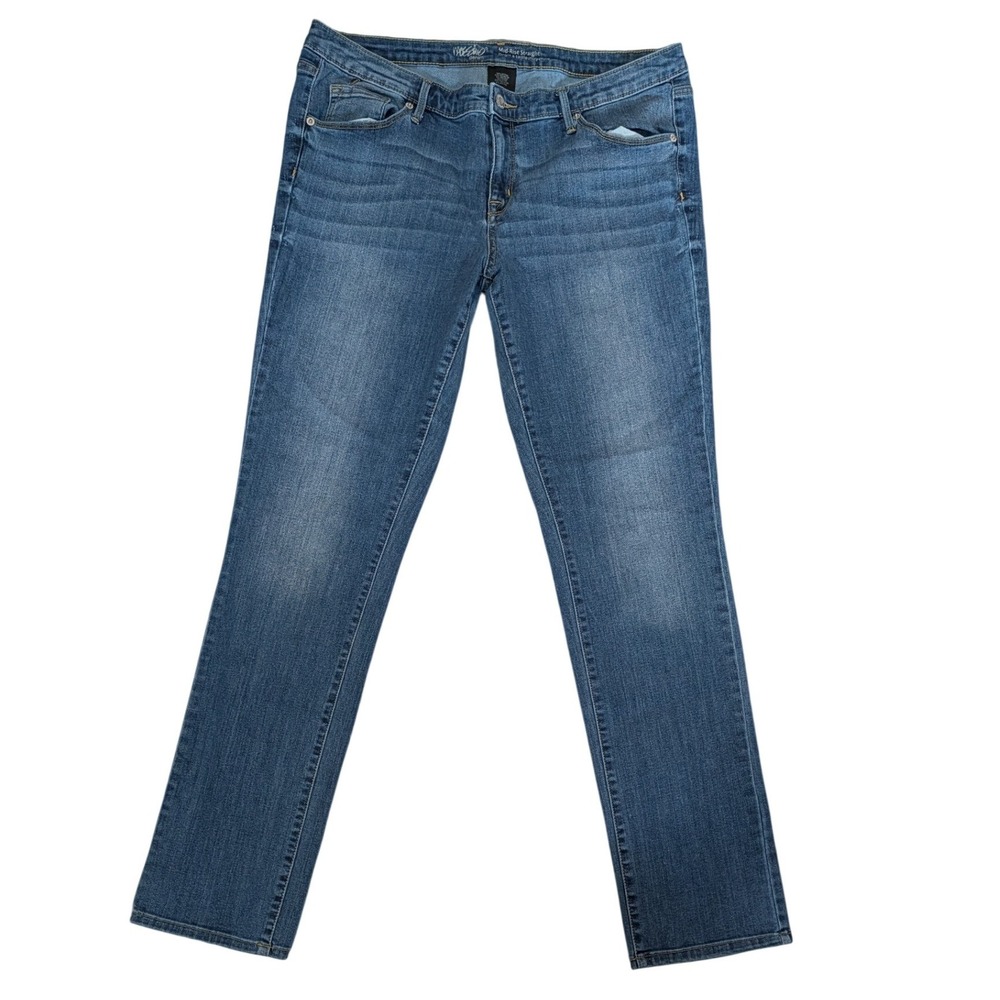 Mossimo Womens Mid Rise Straight Leg Jeans Blue Medium Wash Size 16L Modern Fit